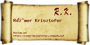 Römer Krisztofer névjegykártya