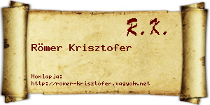 Römer Krisztofer névjegykártya